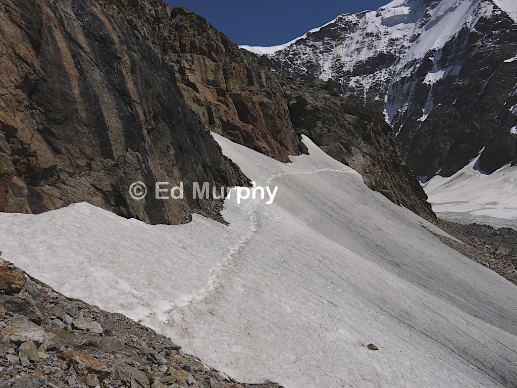 Semipermanent snow on the Rottal track