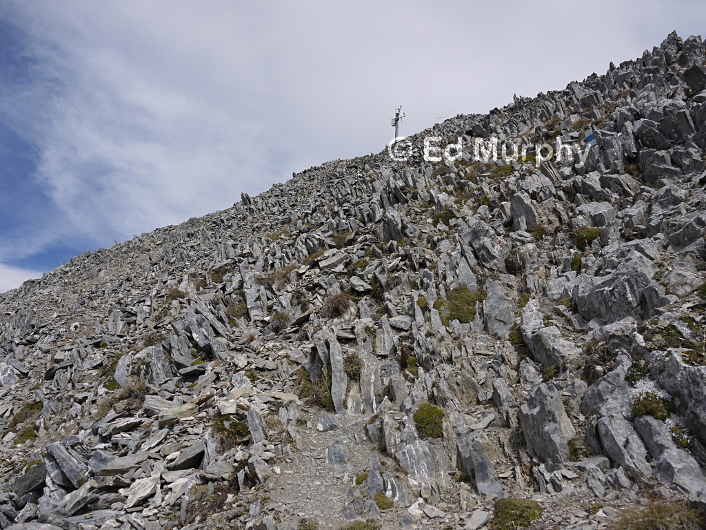 Frost-shattered rock below the summit of the Grand Chavalard