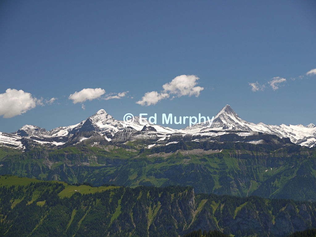 The Wetterhorn (L) and the Schreckhorn (R) from the Sieben Hengste