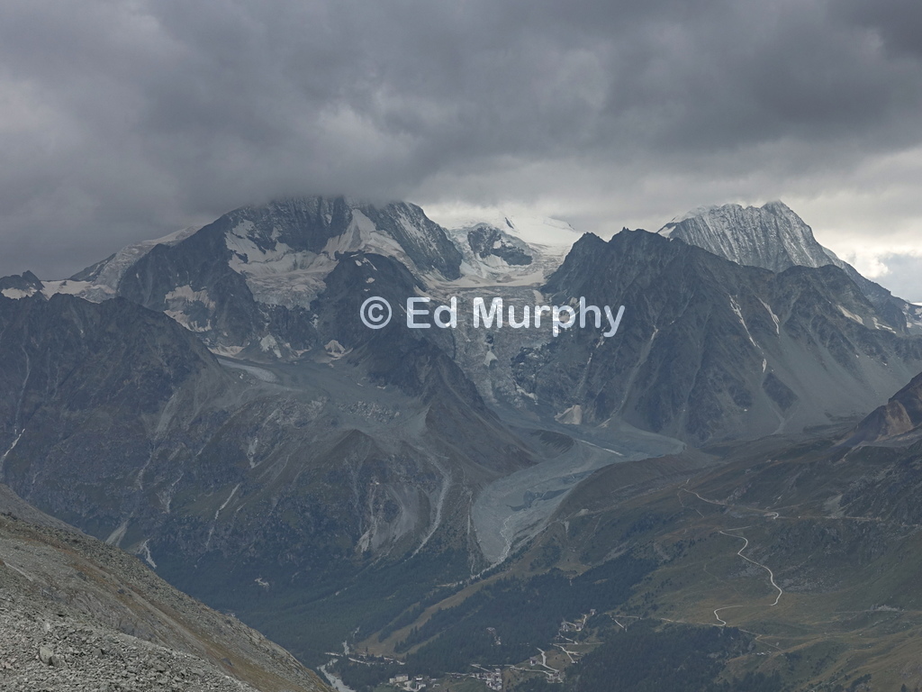 The Pigne d'Arolla and Mont Blanc de Cheilon in turning weather
