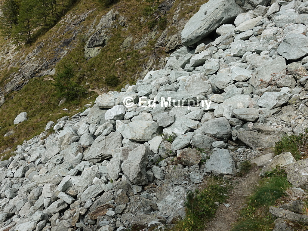 Magnificently choked mountain stream on the path to the Col de Tsarmine