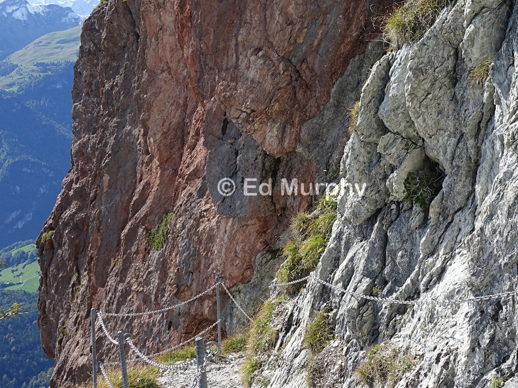 An artificial part of the path up the Gross Mythen