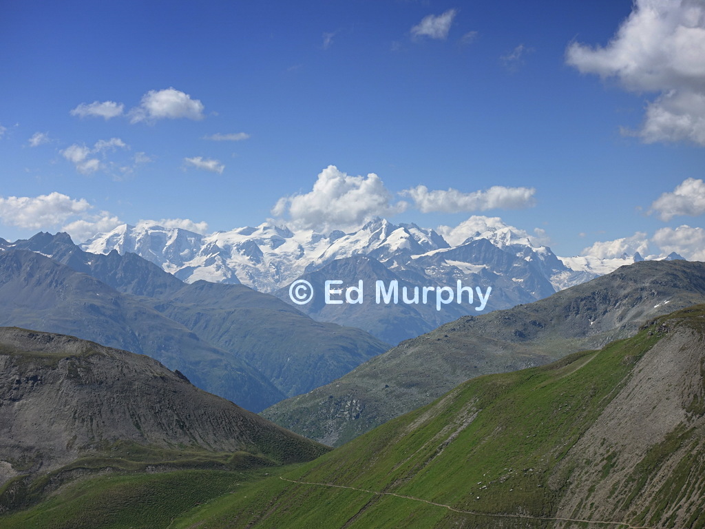 The Bernina peaks from the track to the Chamanna d'Es-cha