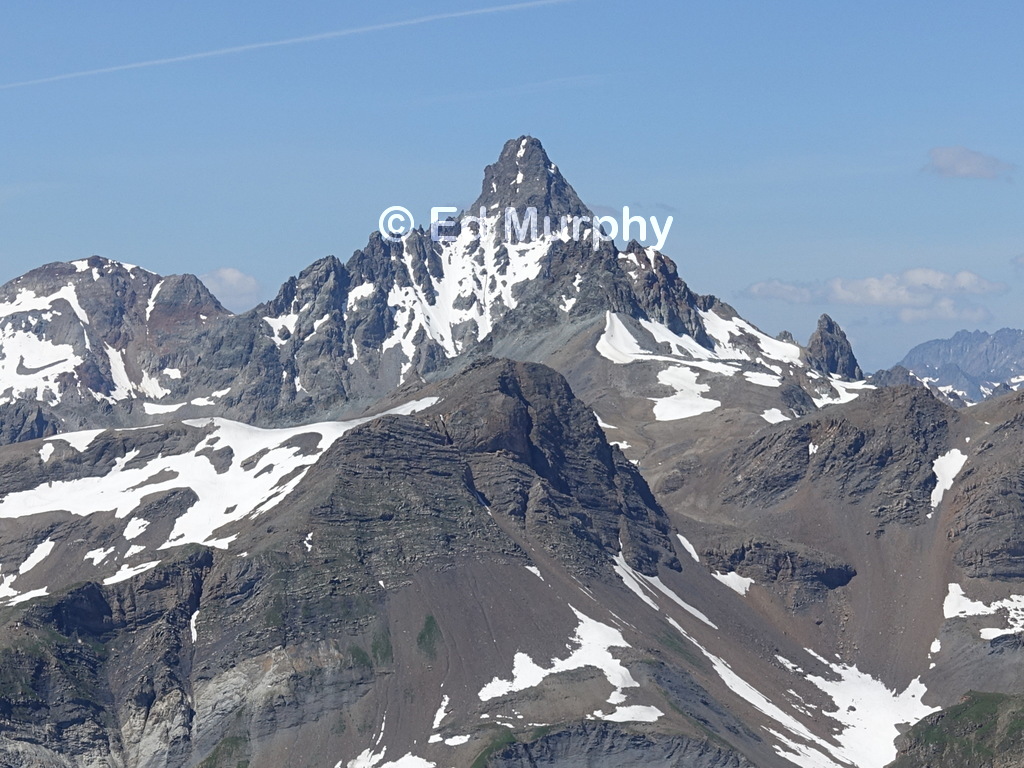 The formidable Fluchthorn seen from Piz Minschun